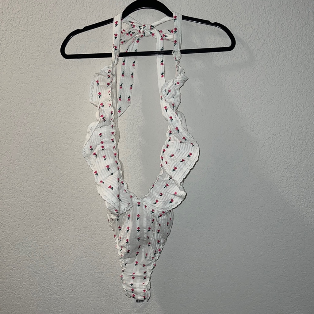 Loveshackfancy Peony Suit Garden Multi Lined Halter Bodysuit - Nwt